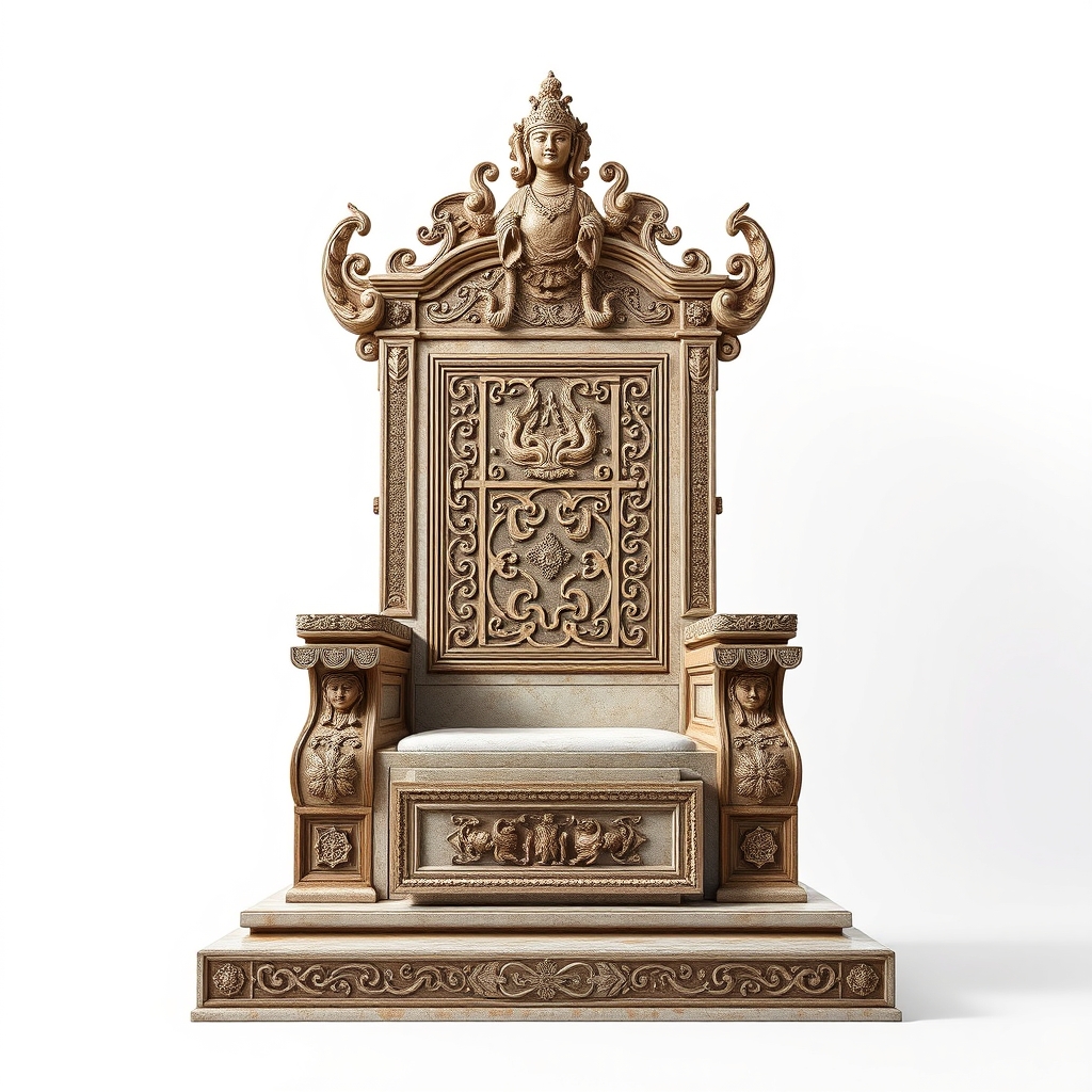 تختِ امپراتور باستانی پس زمینه سفید از روبرو0