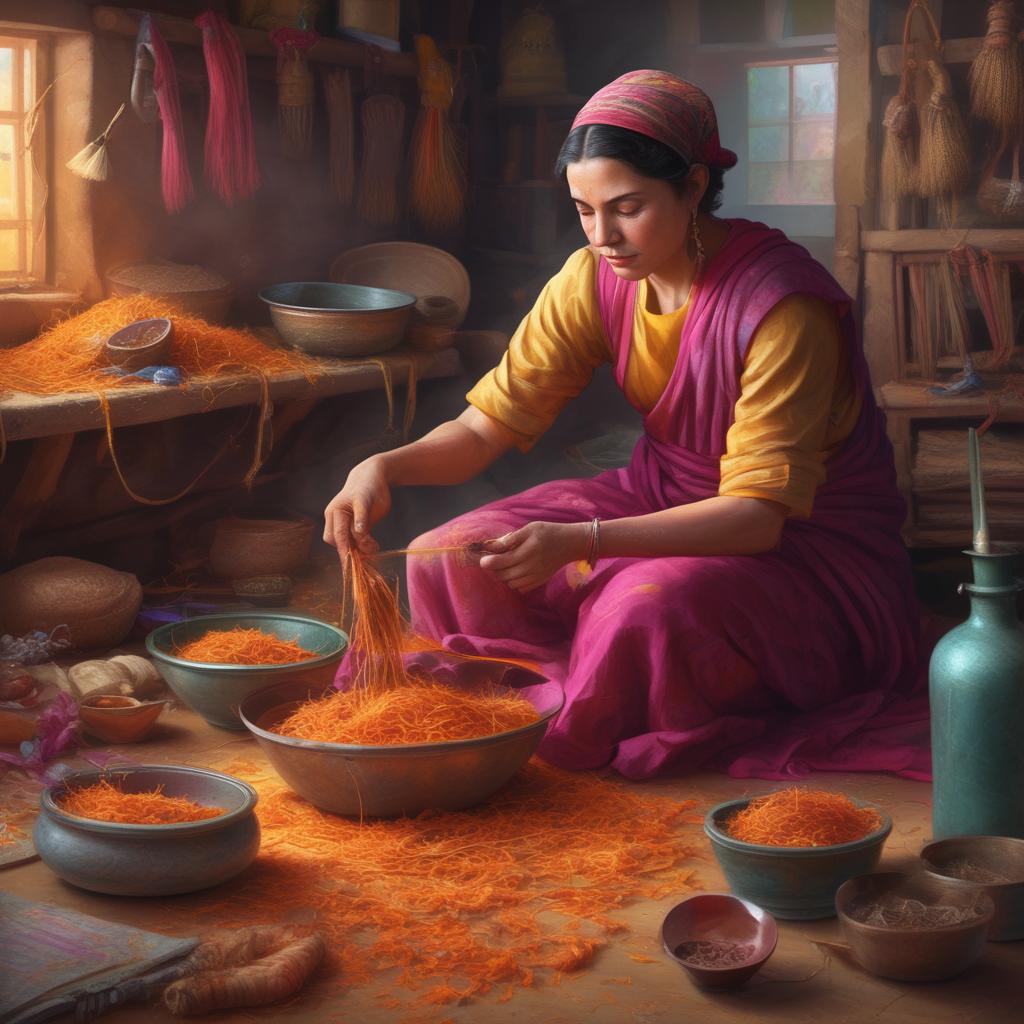 مادر در حال زعفران پاک کردن0