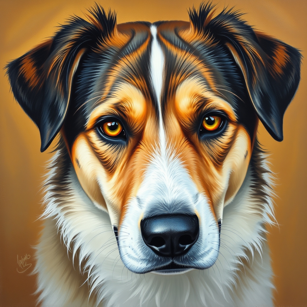 یک سگ هفت رنگ که چشمانش هفت رنگ با شد0