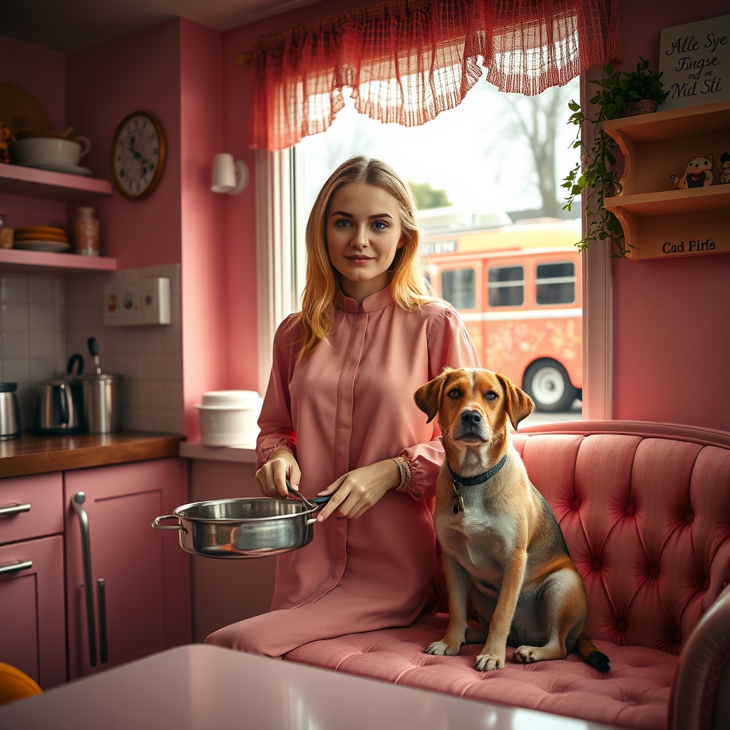 پیش کافه صورتی که در آن یک دختر با لباس صورتی موهای رنگ طلایی چشمانی با رنگ آبی ارد در آنجا آشپزی می‌کند جان کافه صورتی یک اتوبوس است و آن اتوبوس خیلی زیباست و دختر هم یک سگ دارد که سگش را یک مبل پرنسسی نشسته5