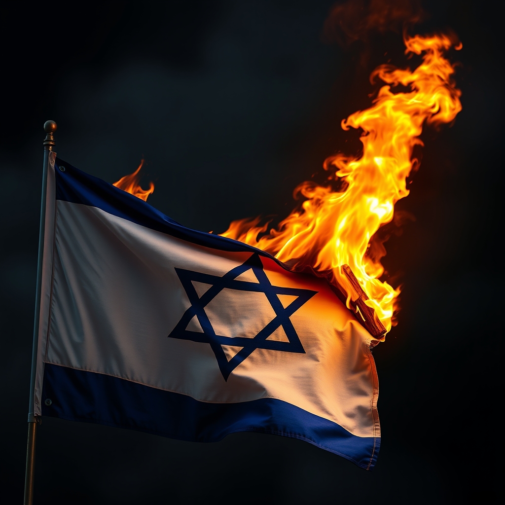 پرچم اسرائیل که اتش گرفته12