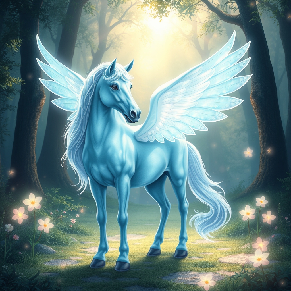 یک اسب تک شاخ به رنگ ابی کمرنکگ که بال هم داره15