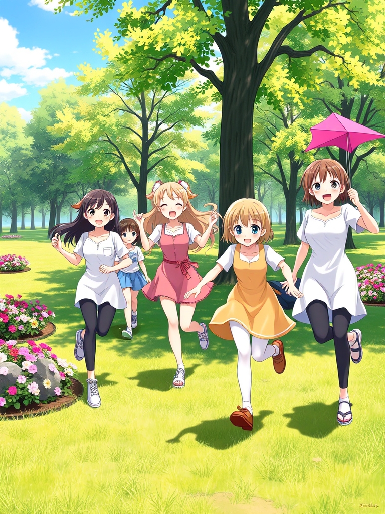 ۶ دختر که در پار ک در حال بازی کردن هستن0