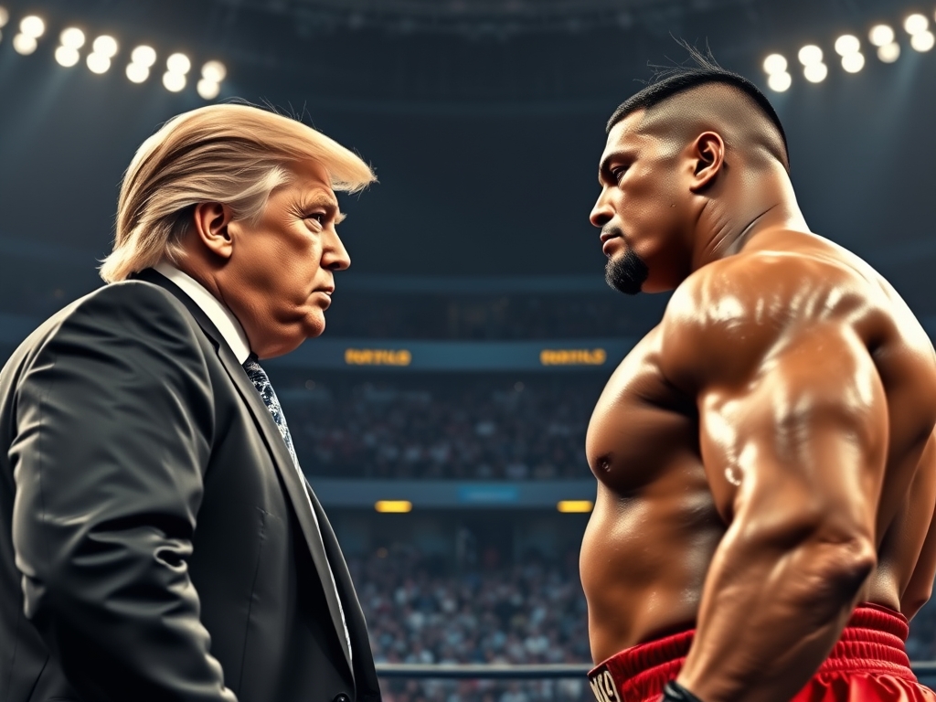 ترامپ در رینگ بوکسینگ در حال مبارزه با جان سینا13