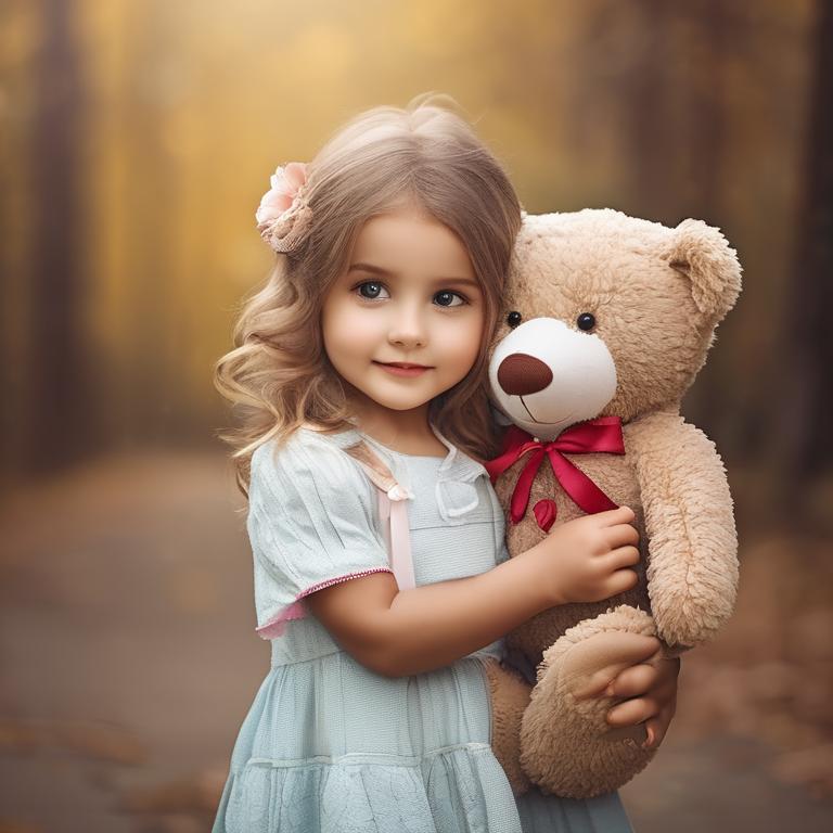 یک دختر کوچک با عروسک خرس توی دستش21
