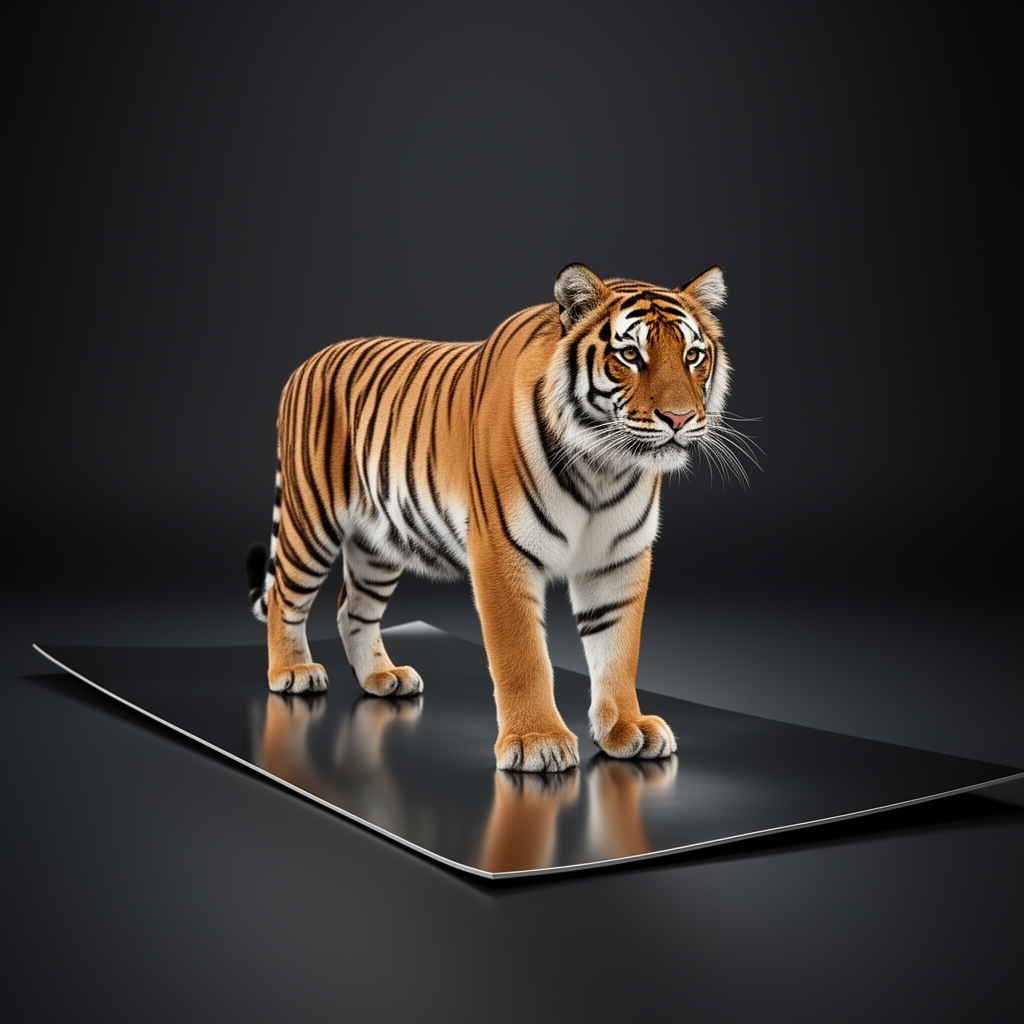 مدل یک ببر بر روی یک صفحه ی سیاه از جنس نقره1