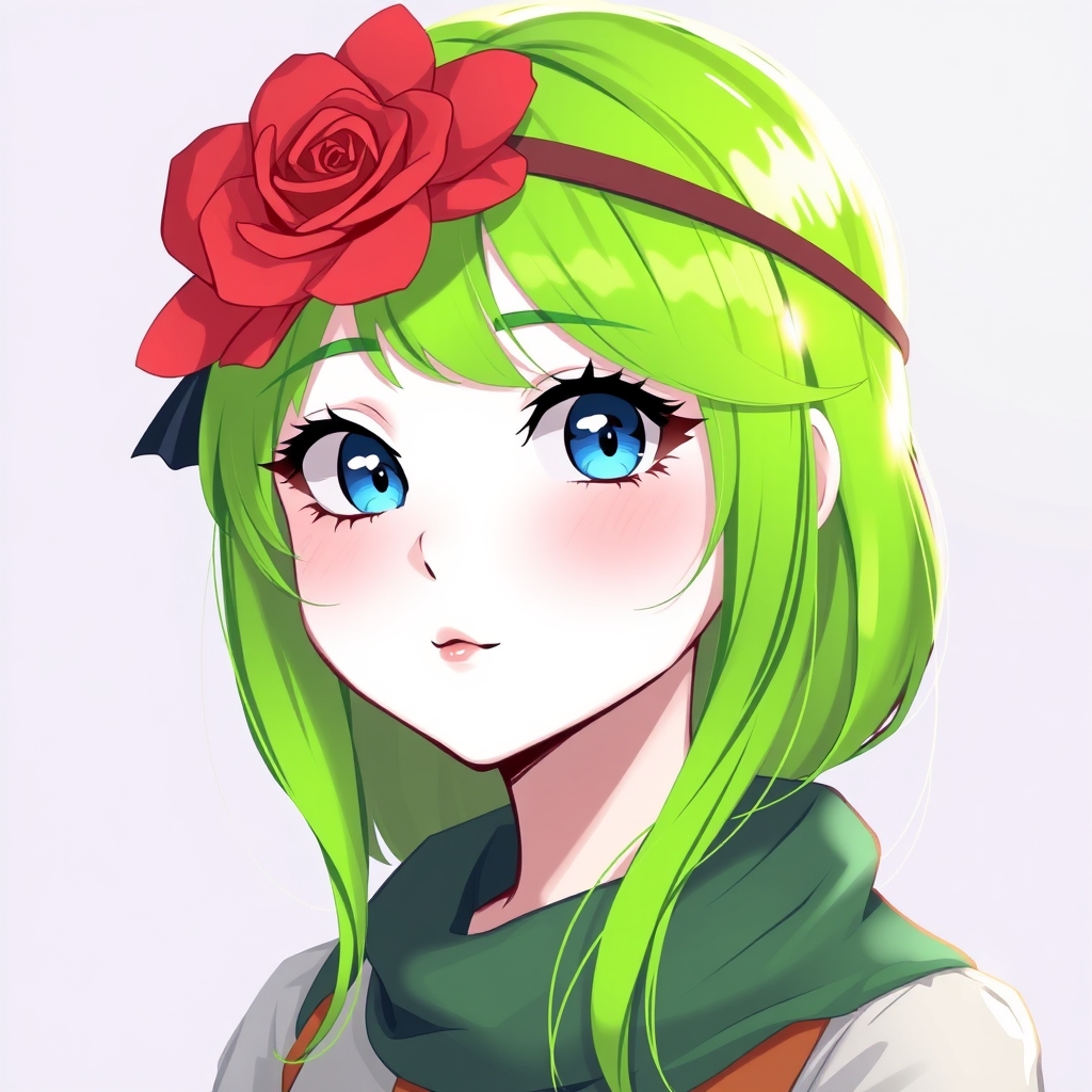 دختری با موهای سبز چمنی پوستی هم رنگ برف چشمانی هم رنگ آسمان و لب ها و گونه هایی همرنگ گل سرخ 19