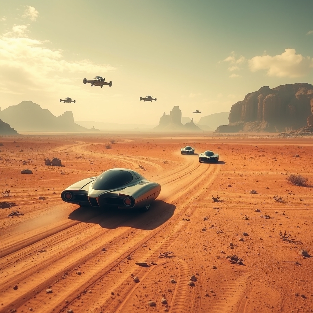 عکس یک بیابان بی آب و علف با ماشین های پرنده 15