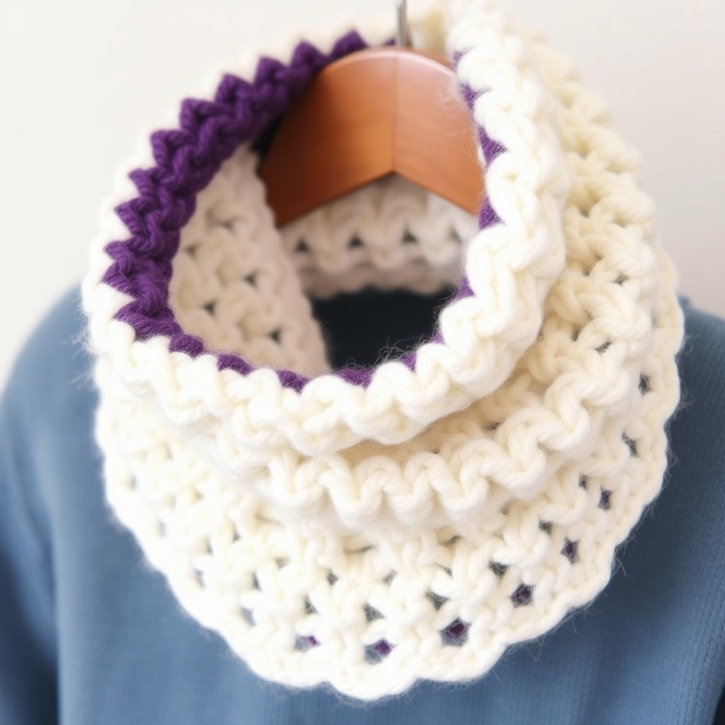 مینی اسکارف بافتنی کودک سفید بنفش20