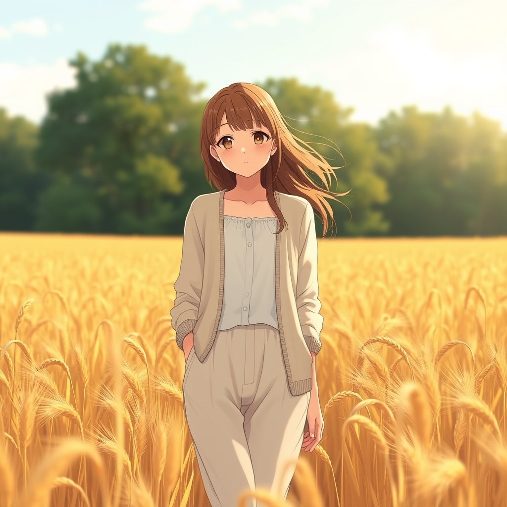 دختری زیبا در میان گندم زار4