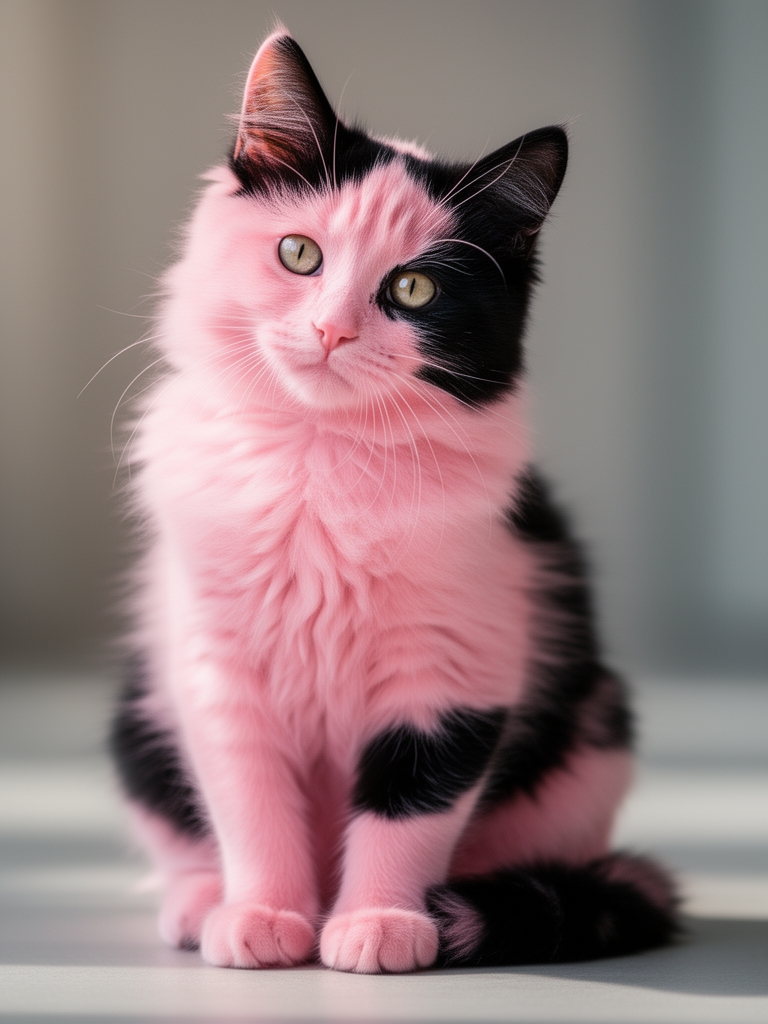 گربه صورتی و مشکی واقه ایی0