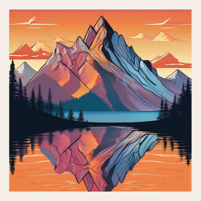 چشم‌انداز منظره غروب خورشید کوهستان منعکس شده در دریاچه10