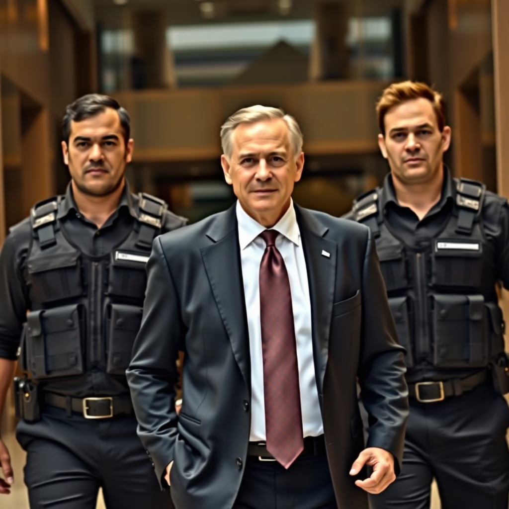 یک مرد که انگار ریس یک شرکت معتبر است و دوتا بادیگارد قوی و مجهز دارد 2