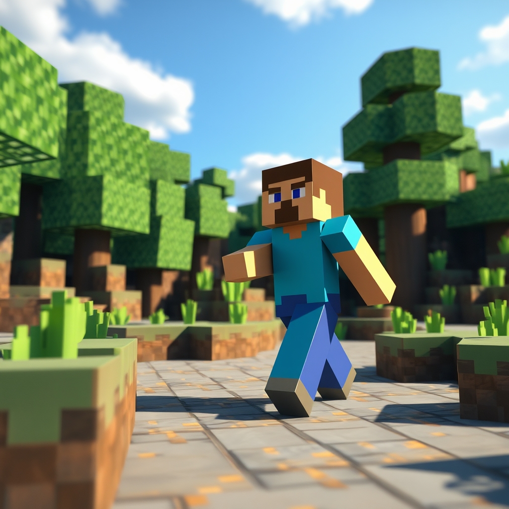 توی ماینکرافت استیو درحال قدم زدن
عکس مکعبی باشه1