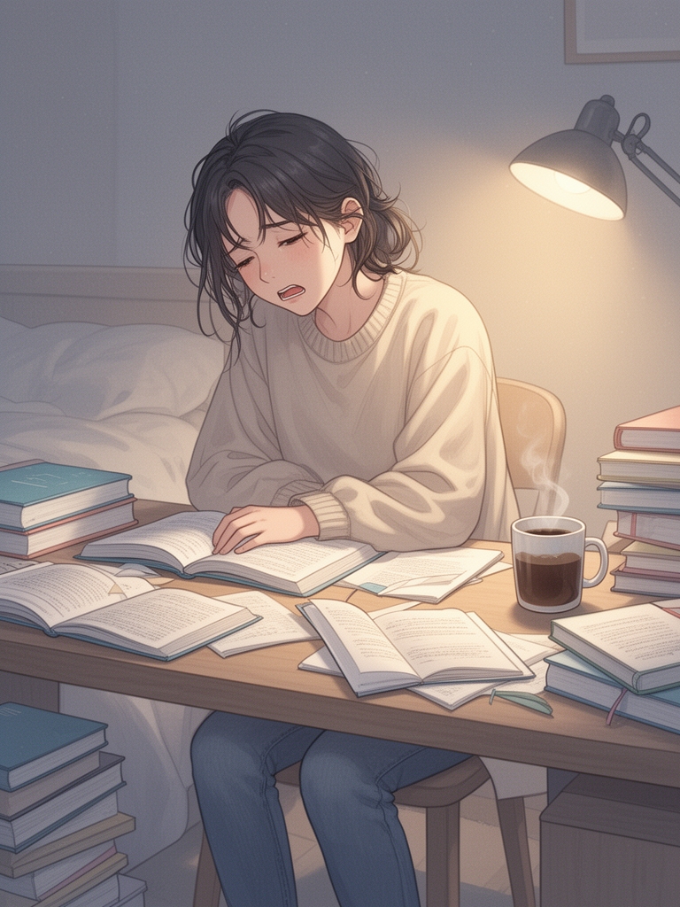 یک دختر که از درس خوندن خسته شده1