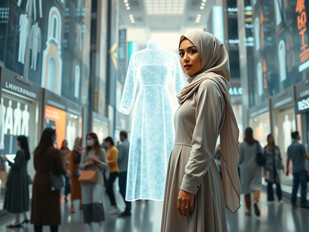 یک شهر کاملا دیجیتالی که انسان ها در حال خرید لباس هستند و یک دختر زیبا با لباسی زیبا روبه رو می شود12