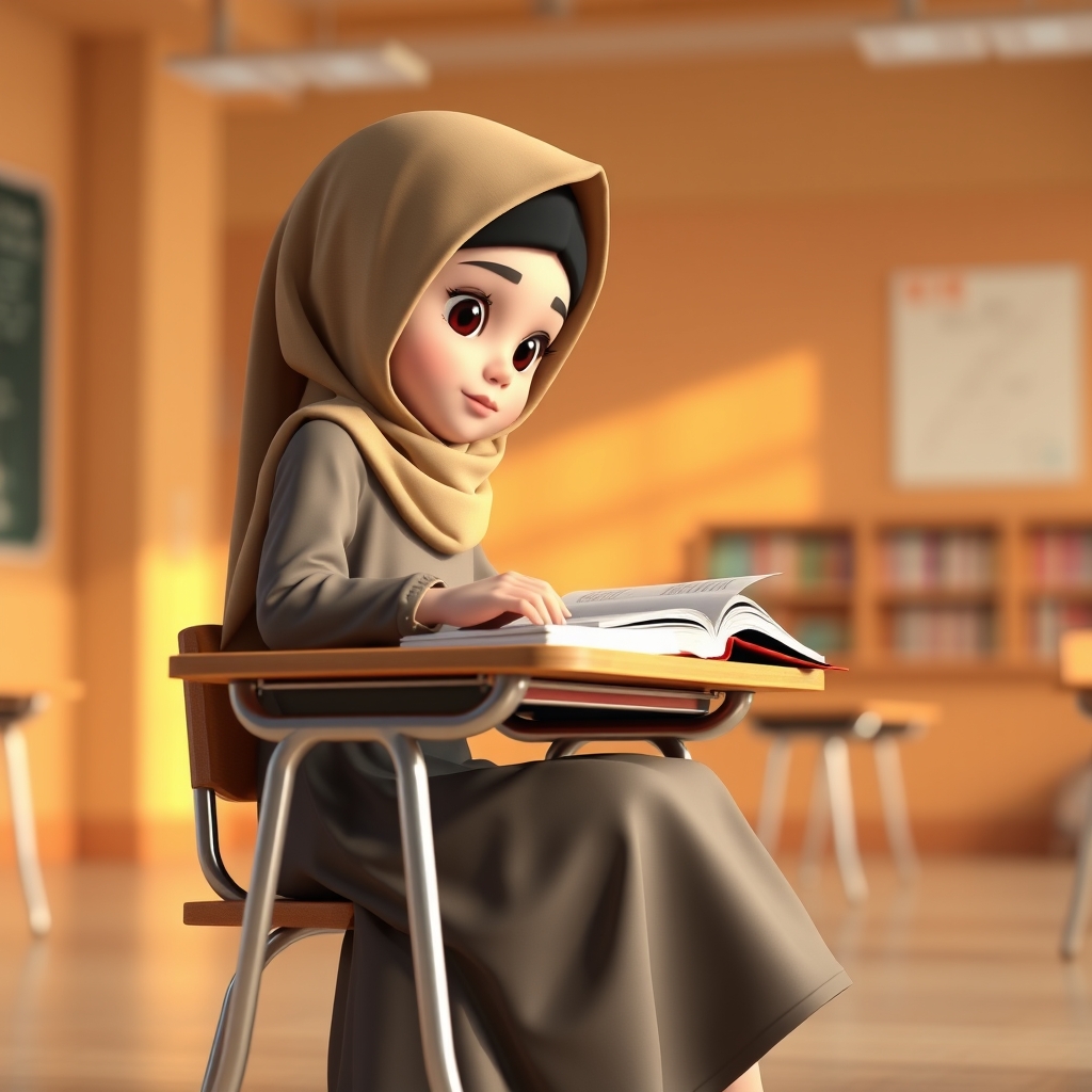 یک دختر باحجاب در مدرسه7