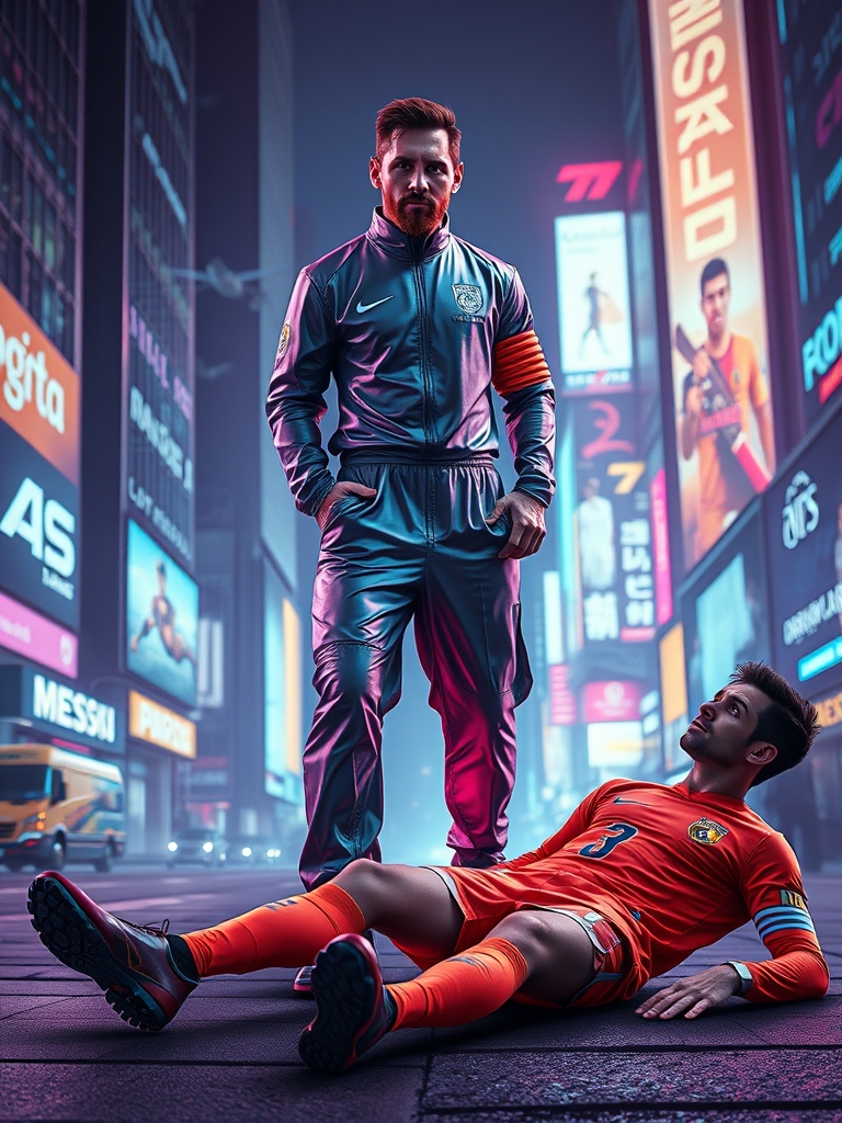 مسی ی و ایستاده که پاش رو روی رونالدو افتاده روی زمین گذاشته
 

17