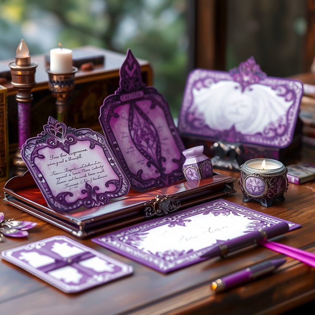 لوازم تحریر با رنگ های بنفش 5