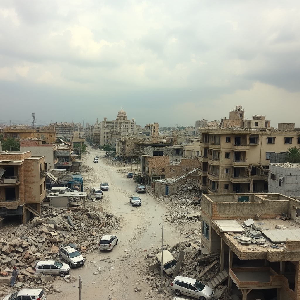 بک شهر ویران شده بر اثر اصابت تعداد زیادی موشک و پهپاد 5