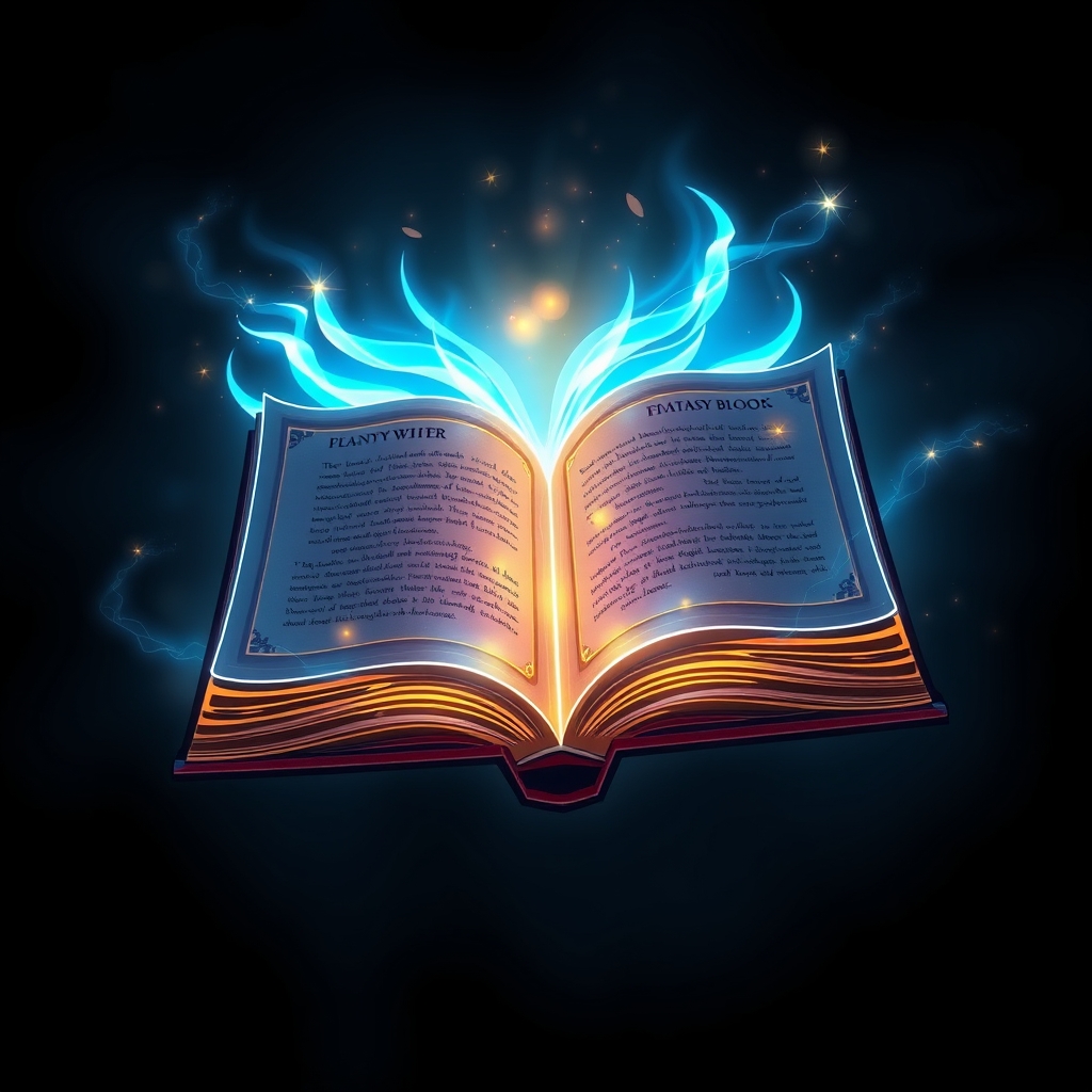 یک کتاب فانتزی با صفحاتی از جنس نور، که هنگام شناور شدن در هوا می‌درخشد.1