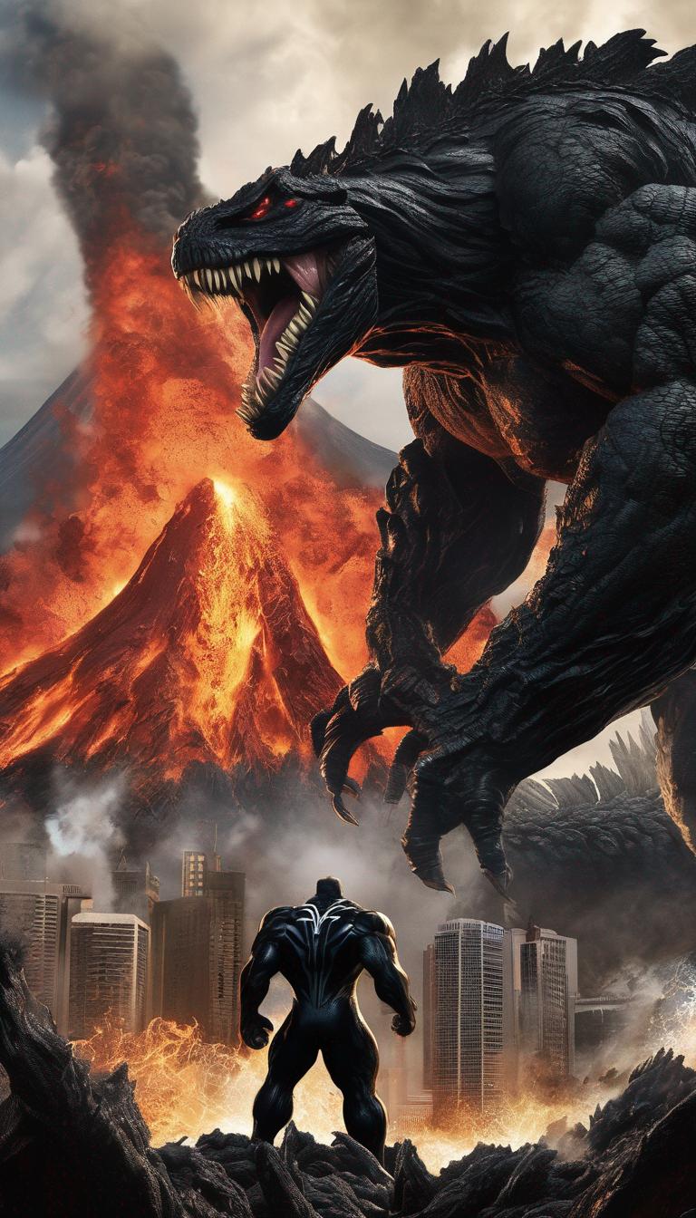 «ونوم «بزرگ» سیاه» در ««حال جنگیدن» با گودزیلا» در کنار یک «آتشفشان خیلی بزرگ فعال است». 10