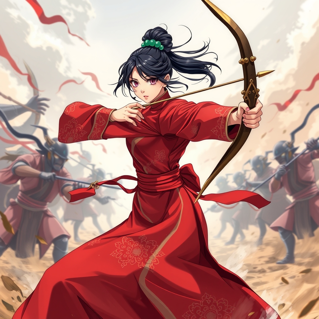 یک دختر چینی که با دشمنانش با تیر کمان می جنگد4