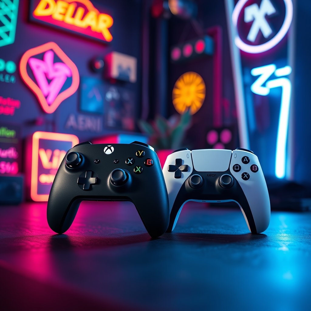 دسته XBOX X کنار دسته PS5 پرو0