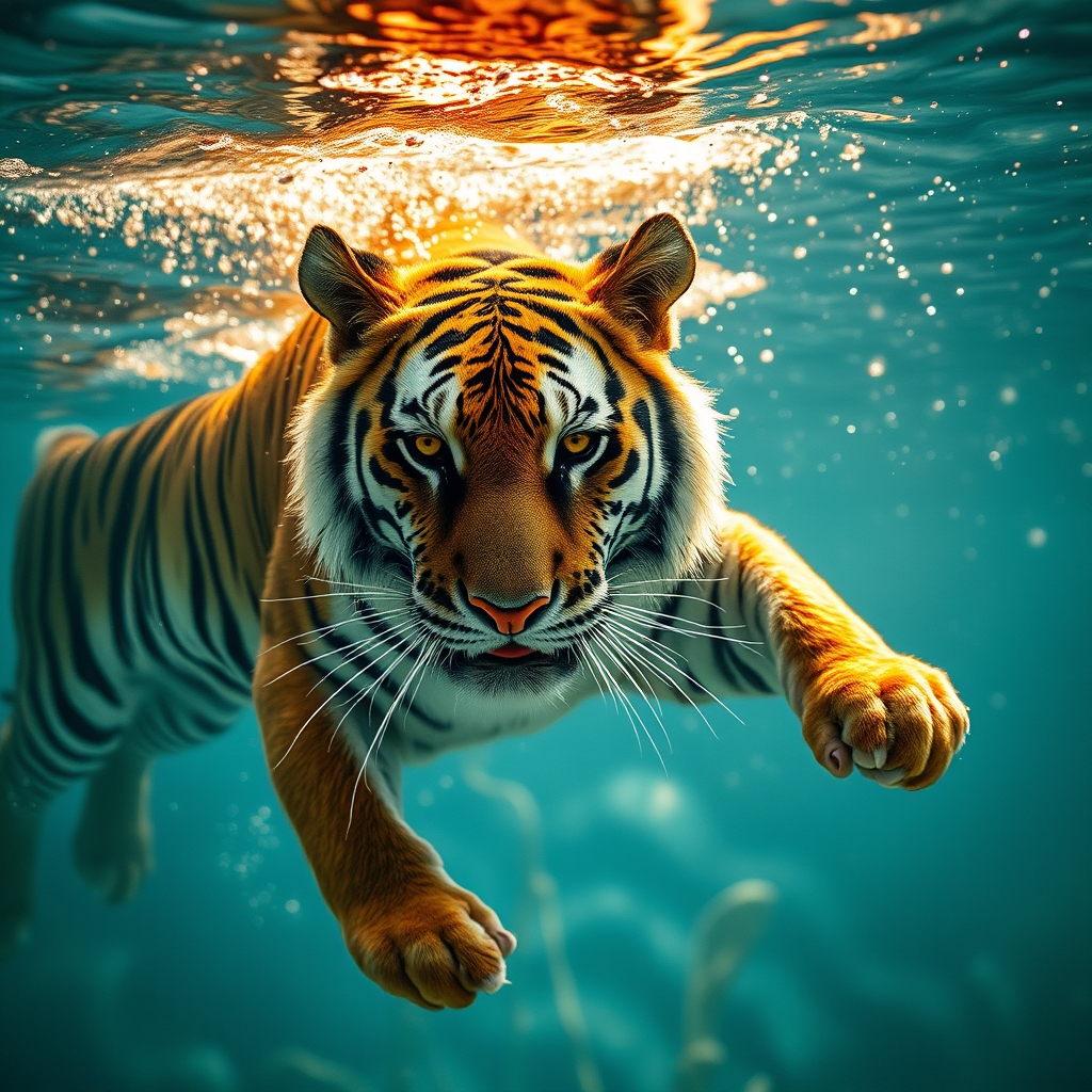 شنا کردن ببر در آب3