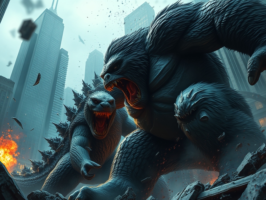 کینگ کونگ وحشتناک در حال حمله به گودزیلای وحشتناک2
