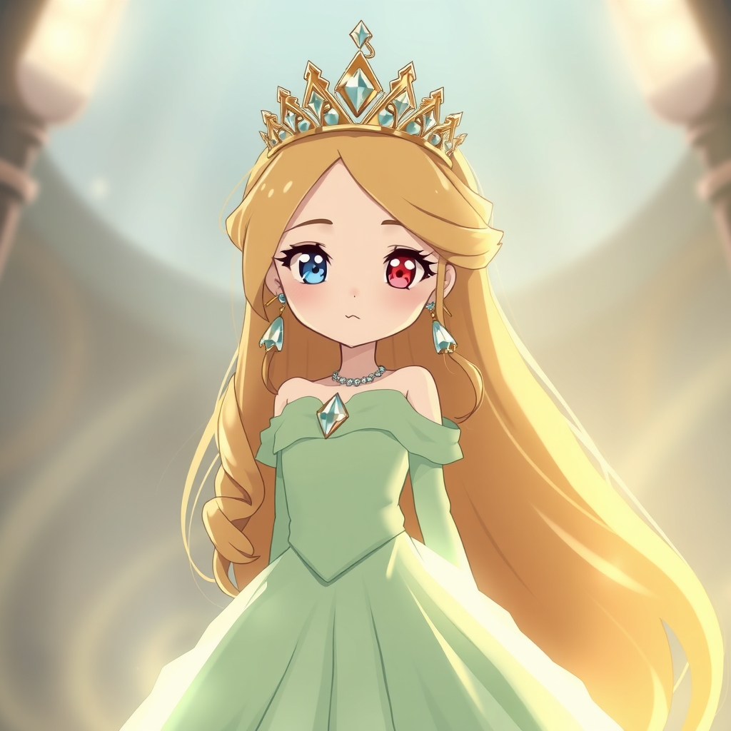 یک شاهدخت که رنگ پیراهنش طایی و تاجی طلایی و الماس چیده شده است 16