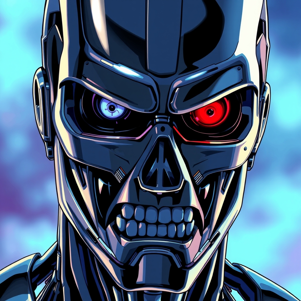 تصویری از صورت ترمیناتور که به روبرو نگاه میکند1