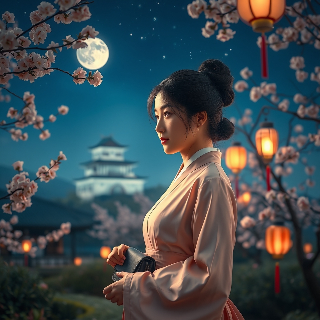 یک شه دخت دلربا کره ای در باغ رویایی 🌸🎐💃🏻👛🌉🏰🌌🌠🌝20