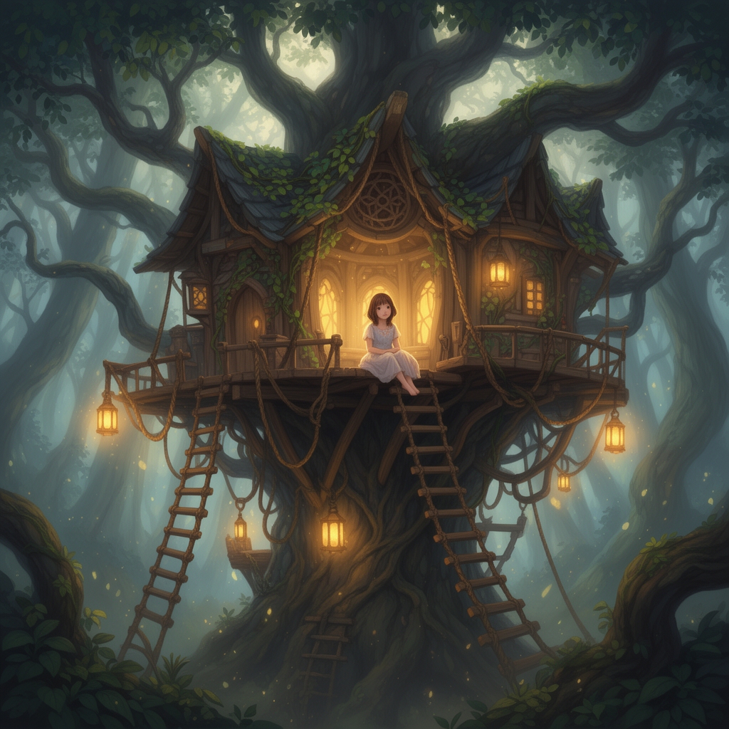 یک دختر در خانه درختی بلند3