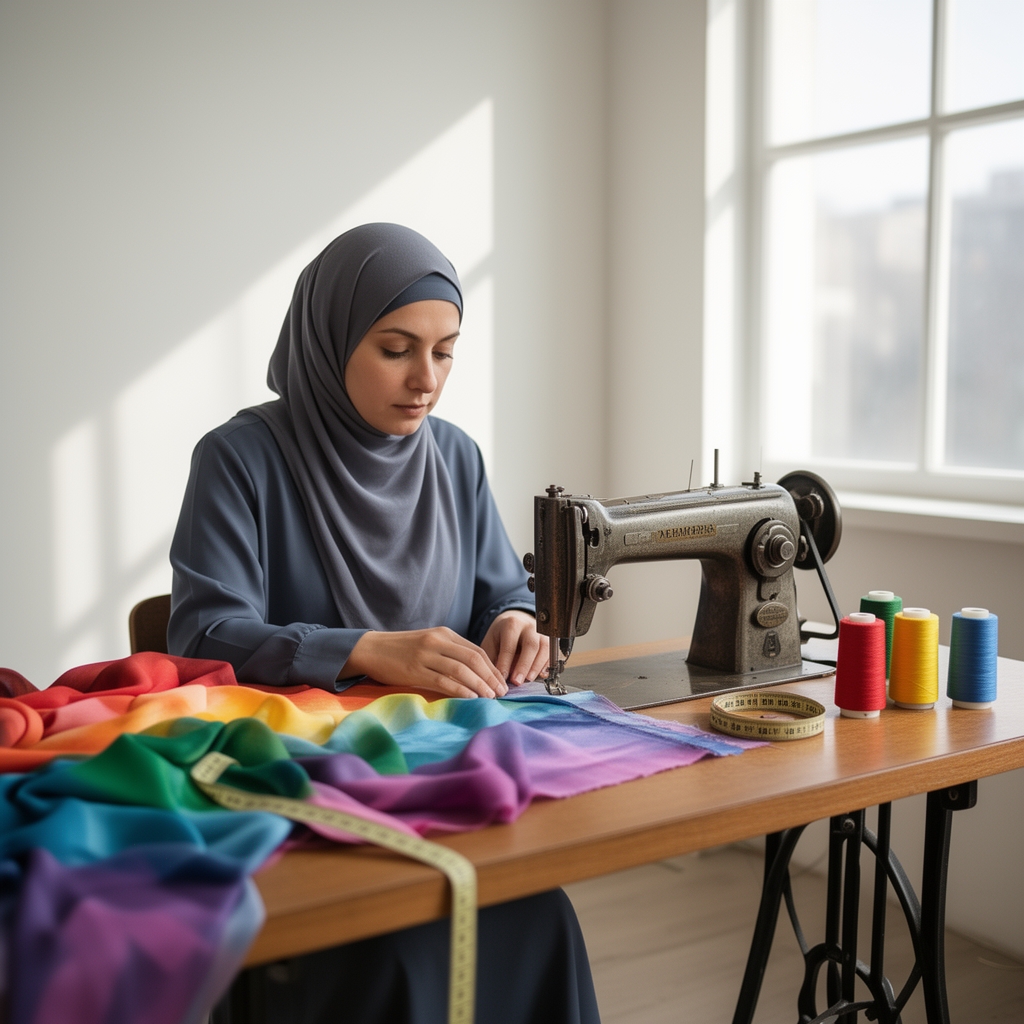 یک زن خیاط با حجاب3