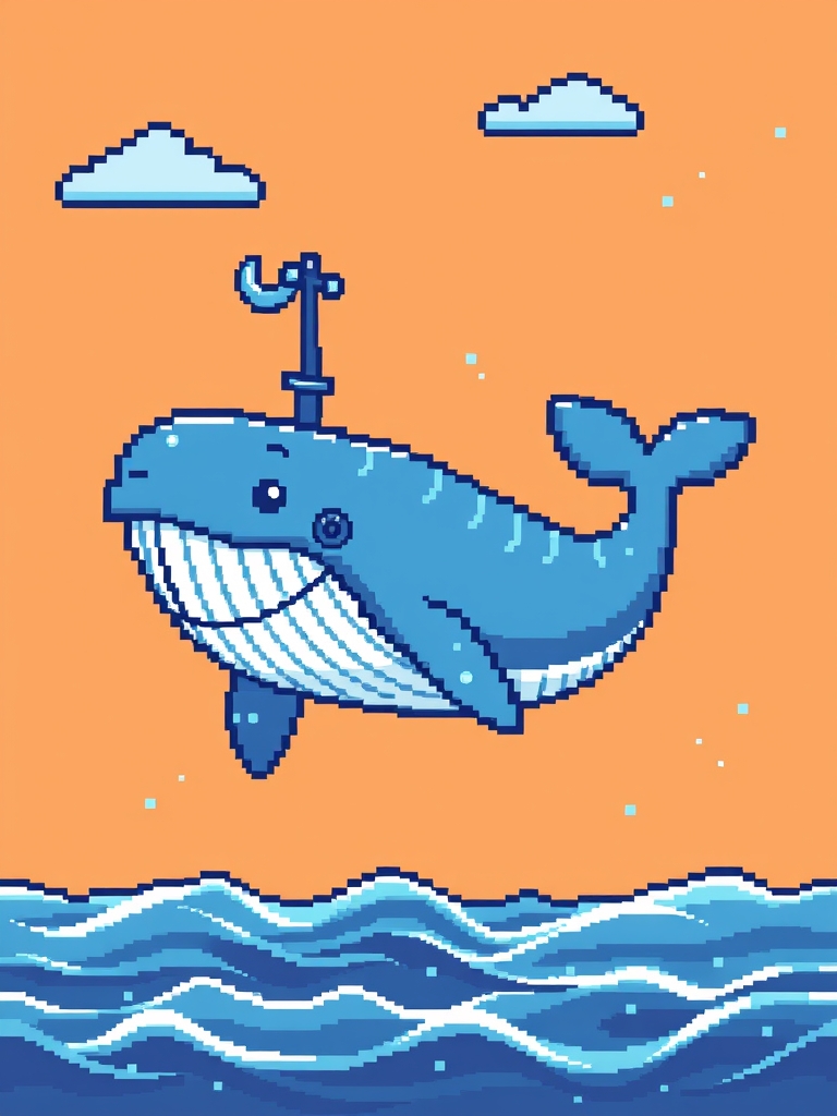 یک نهنگ گوگولی پیکسل آرتی🐳🐳🐳🐳🐳🌨️🫧🫧🌊🌊🌊💧💧👾👾17