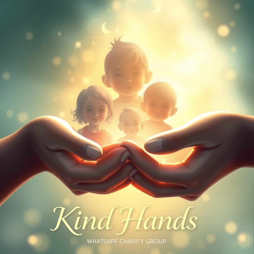 یک پروفایل و لوگو برای گروه واتس آپی جهت گروه خیریه بنام دستهای مهربانی، با نمادهایی از دست و یاری رساندن و کودکانی با چهره ی غیر واضح که این دستها ازشون حمایت میکنه15