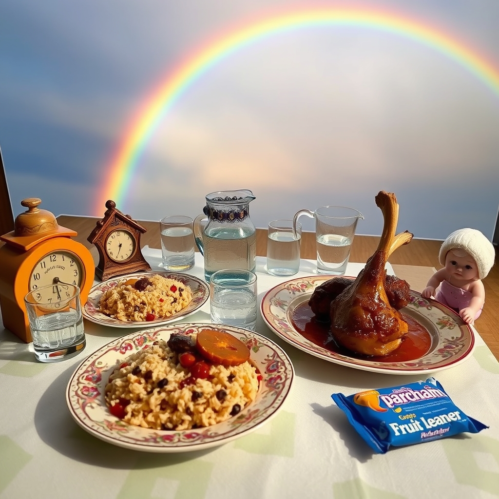 رنگین کمان
لواشک بسته بندی پلاستیکی
زرشک پلو با مرغ
پارچ آب و لیوان
چلوگوشت با استخوان قلم گوسفندی
ساعت پرچمی
عروسک پلاستیکی ریبا
16