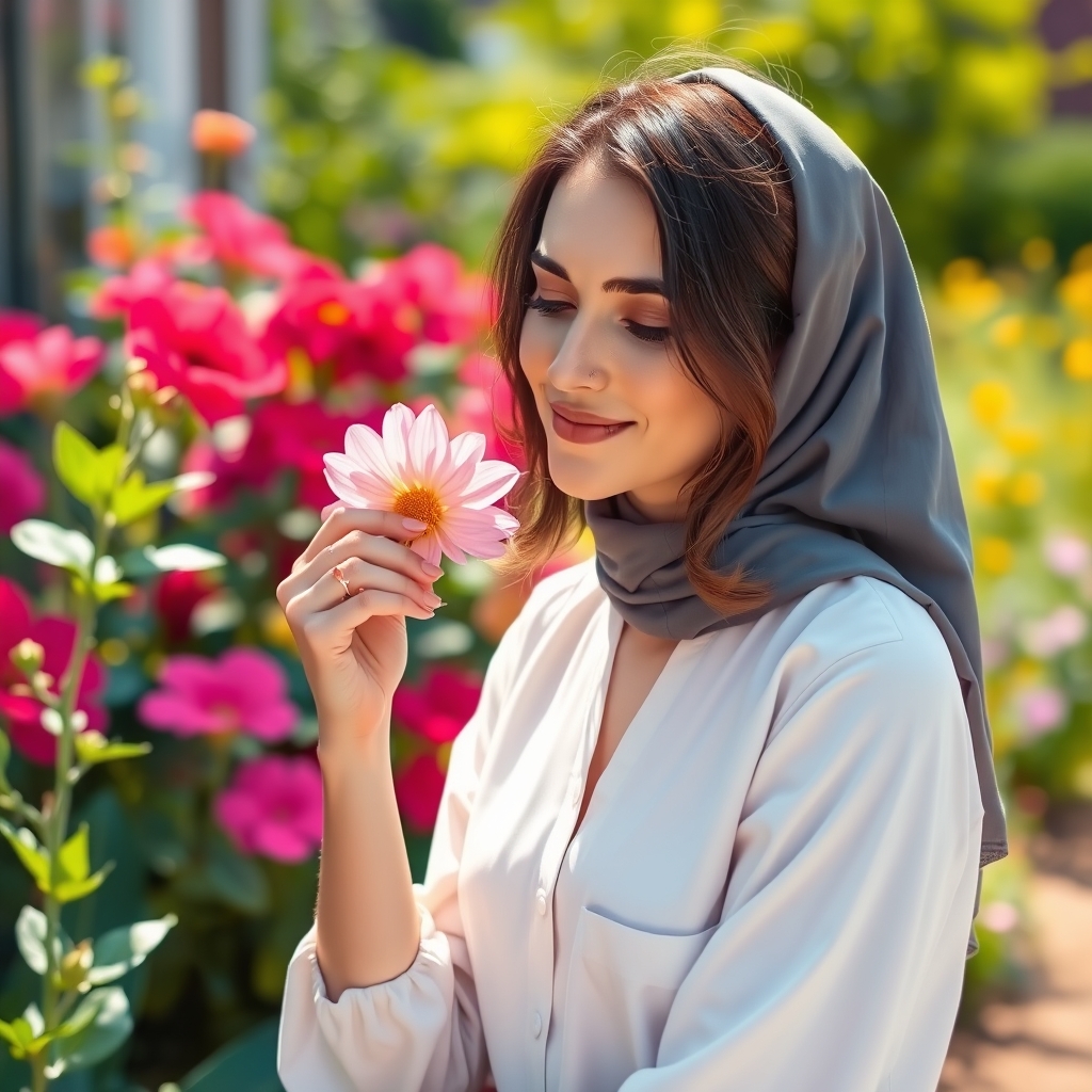 عکس لیسا در حال گل بو کردن2