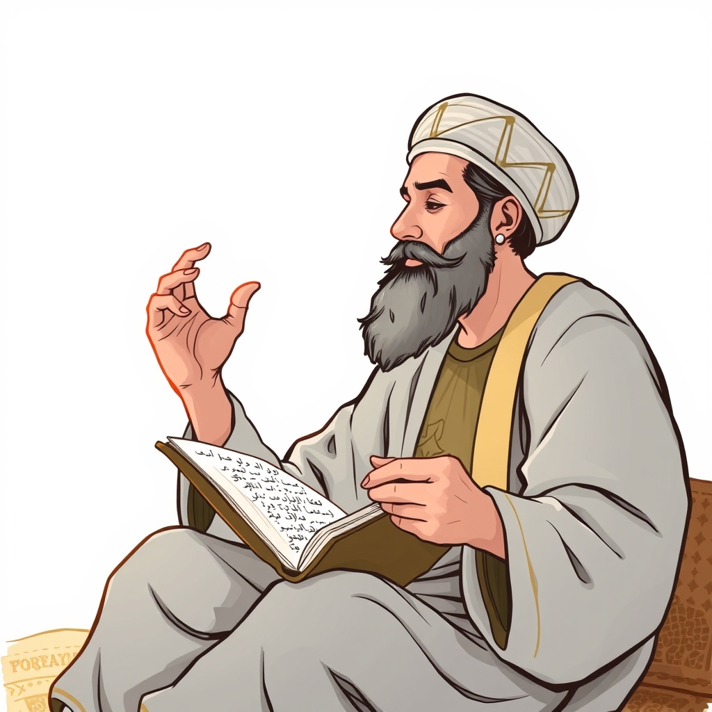 تصویر فردوسی در حال نوشتن و سرودن شعر  (مناسب برای تصویر جلد کتاب درسی ادبیات)0