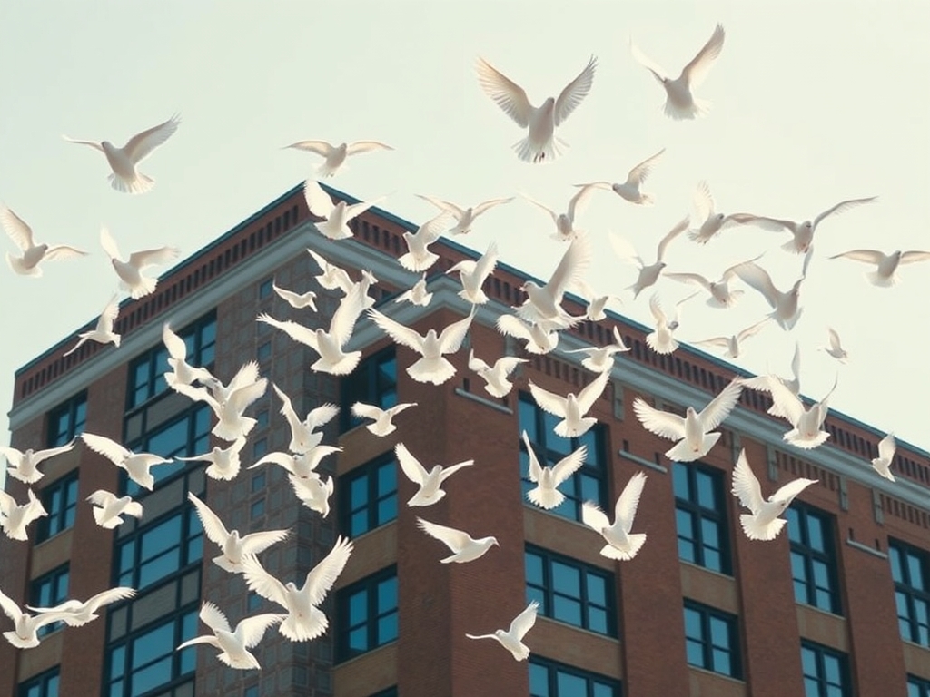 ساختمان۱۰ طبقه که در بام آن۵۰عدد کفتر طوقی دارند پرواز می کنند.23