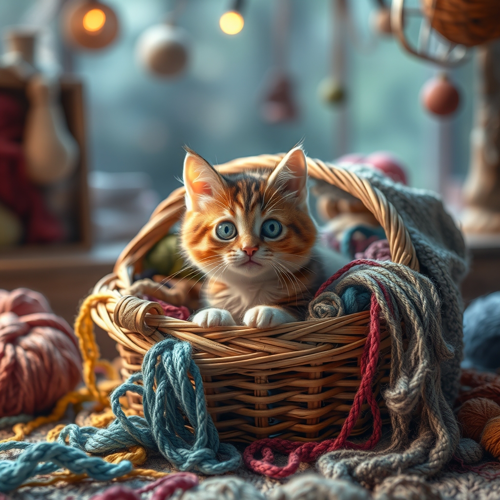 یک گربه توی سبد پر از نخ بیرون آید
به سبک فانتزی
7