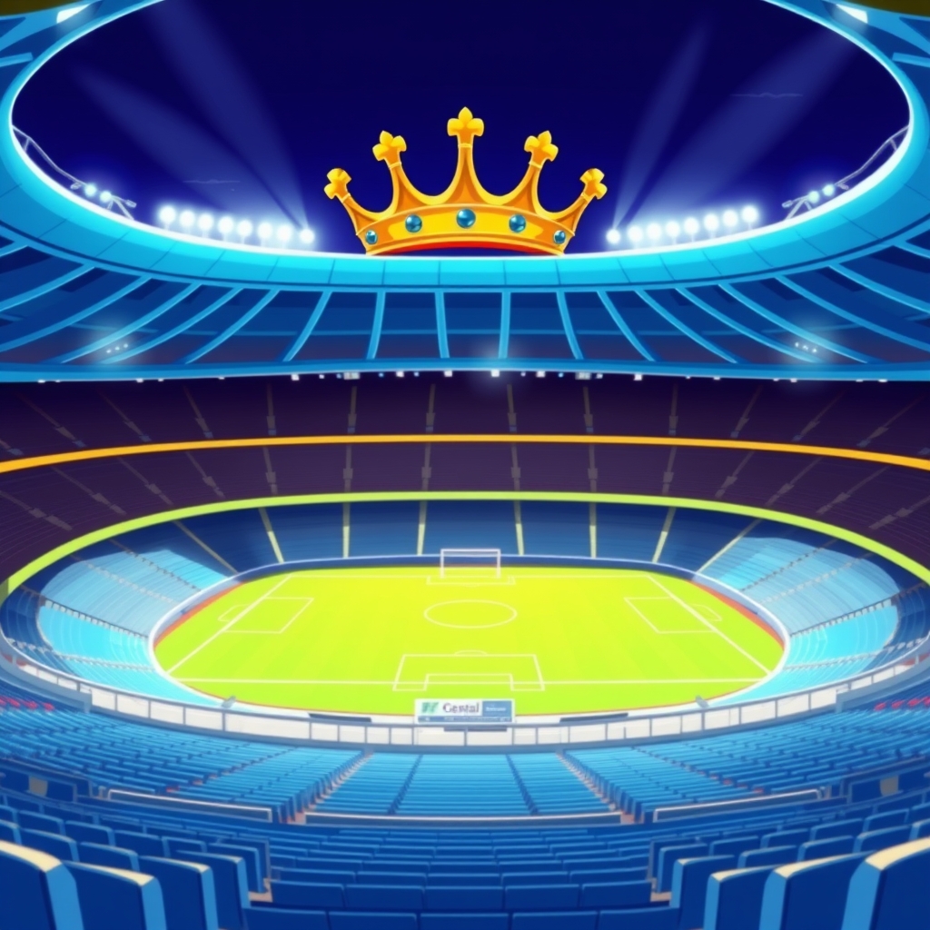 عکس یک ورزشگاه فوتبال که کامل آبی باشه و یک تاج بالای سرش6