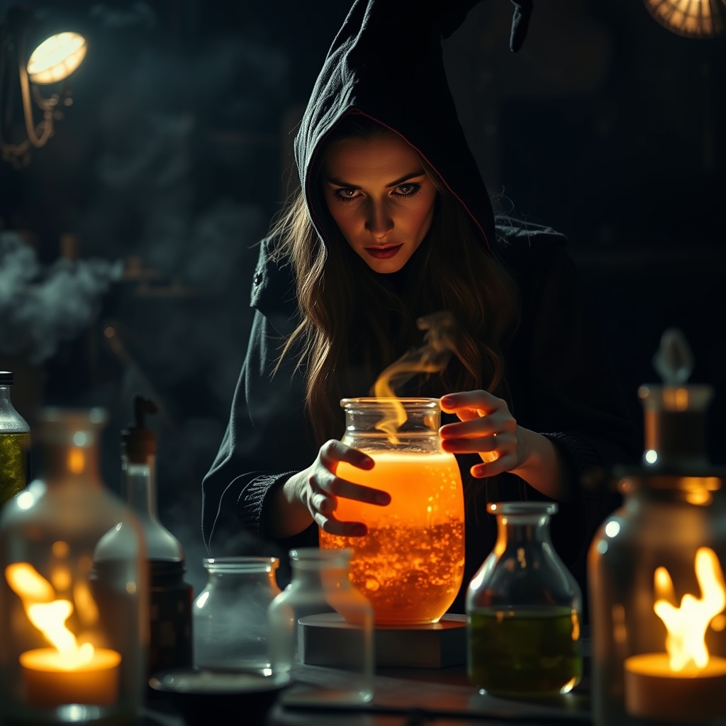 یک جادوگر اسرارآمی


ز در حال ساختن یک معجون درخشان در آزمایشگاهی تاریک و مه‌آلود.11