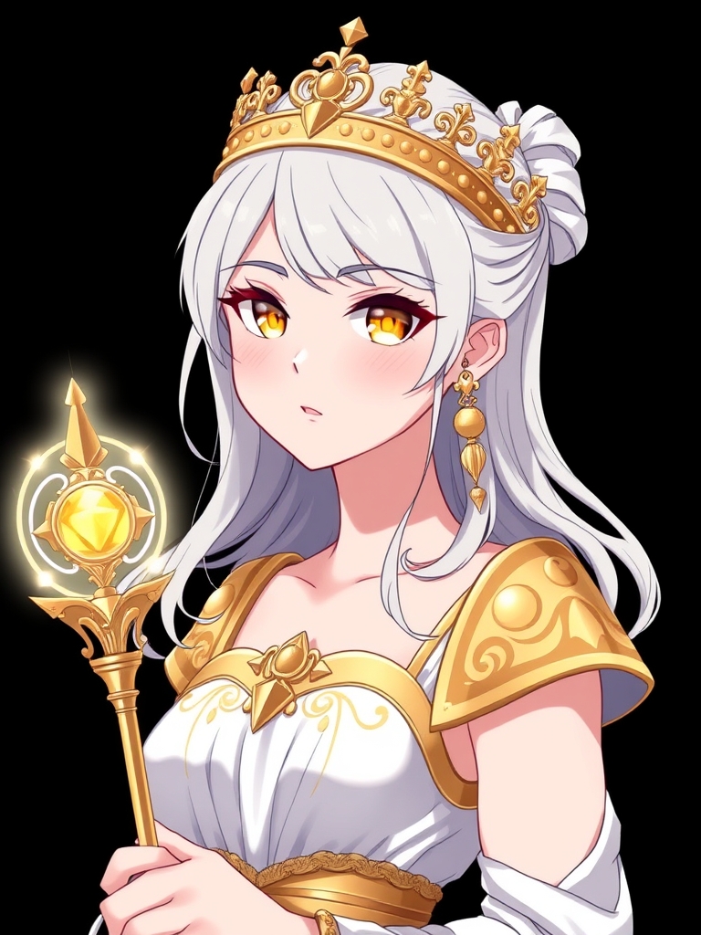 یه پرنسس 19 ساله با مو های نقره ای ، پوست سفید ، گونه های صورتی و چشم های طلایی کریستالی ، که یه پیراهن رومی سفید و طلایی پوشیده گوشواره و تاج رومی طلایی هم داره و عصای پرنسسی دستشه 2