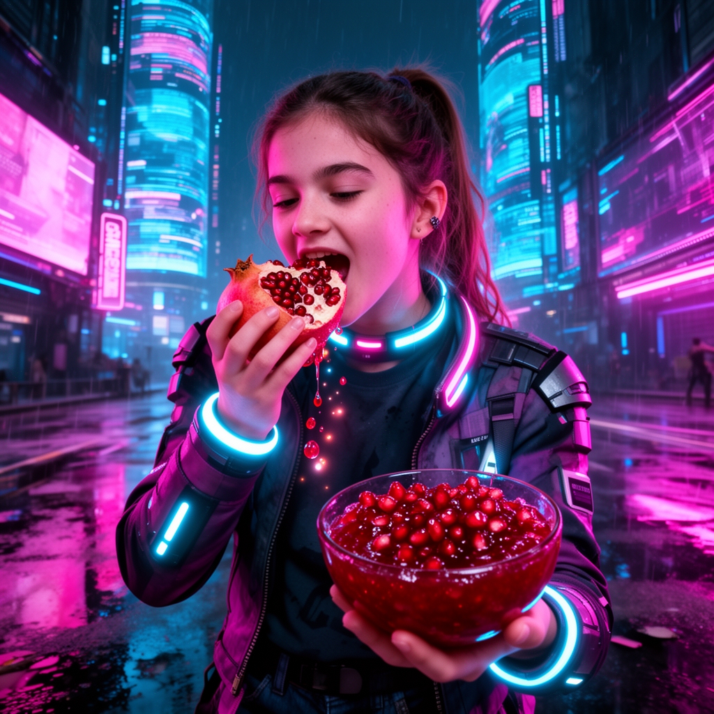 دختری درحال خوردن انار و رب انار 5