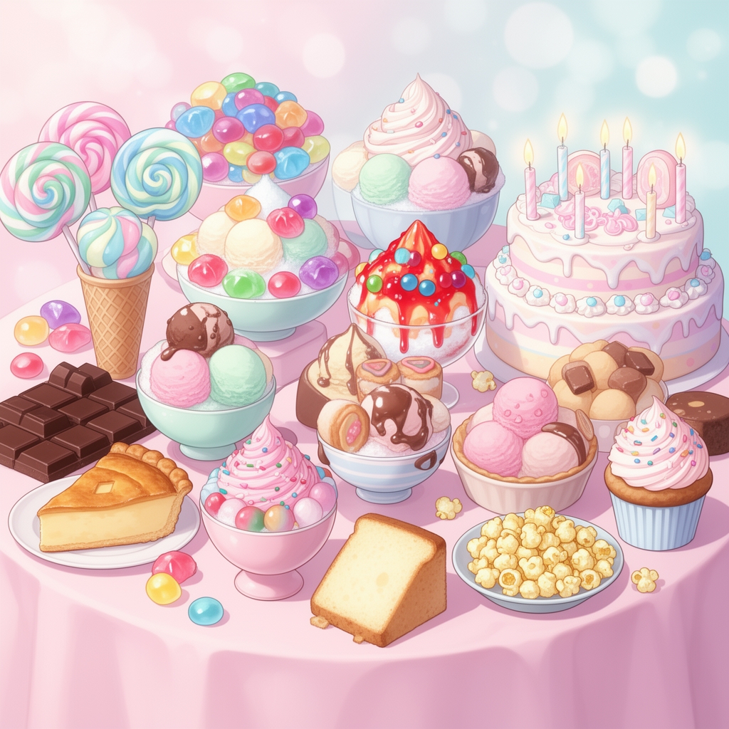 🍬🍭🍨🍧🍫🍦🥧🧁🍿🍰🎂3