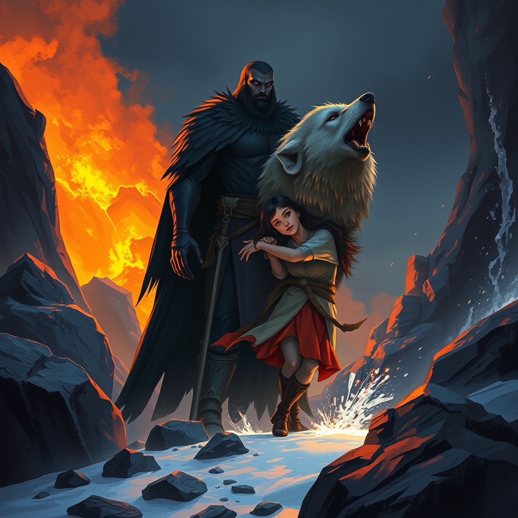 یک عکس خفن مشکی خاکستری باتم زمینه دختر که بغلش یه گرگ خیلی بزرگه با یک عالمه دورش سنگ باشه و آتشین و یخی عکس هم نیمه واقعی باشه 
7