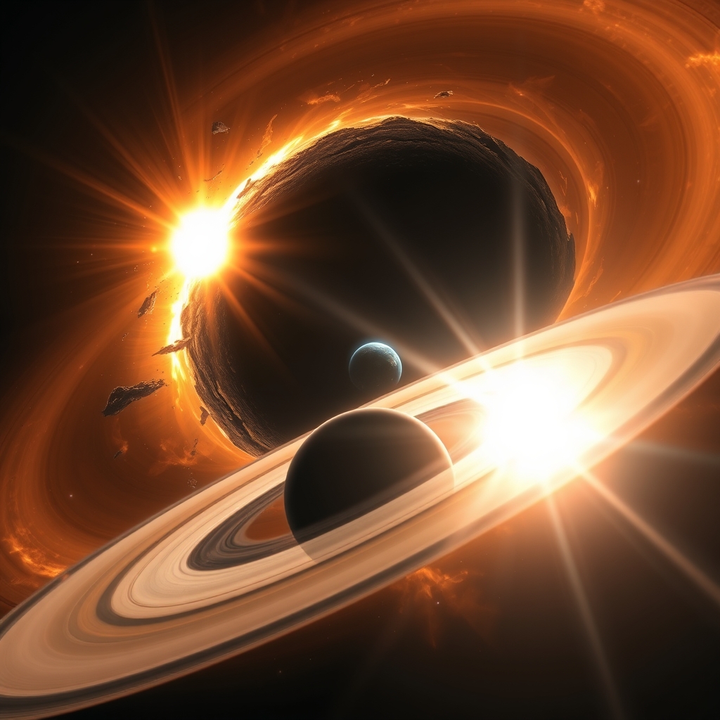 ترکیب سیاه چاله با خورشید با زحل و زمین 15
