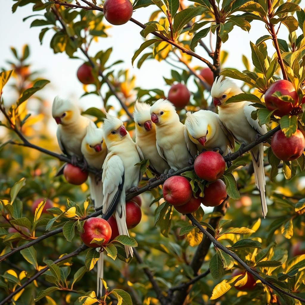 هفت عروس هلندی  روی درخت سیب که دارن از سیبا میخورن
20